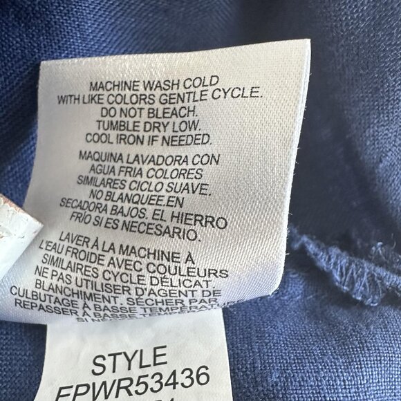 Ellen Tracy Tunic Top Womens 2X Blue Linen Zip Front 3/4 Sleeve Utility Office - Picture 11 of 13
